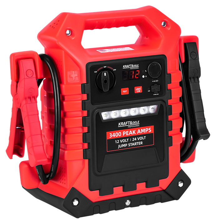 Startovací zdroj / jump starter 12/24 V, 3400/1400 A + osvětlení KD5345