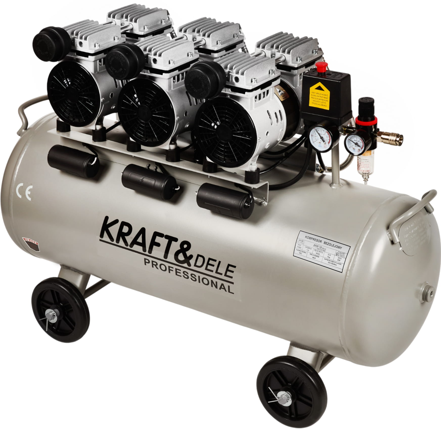 Bezolejový kompresor 100 l, 3 × 1500 W KD1397