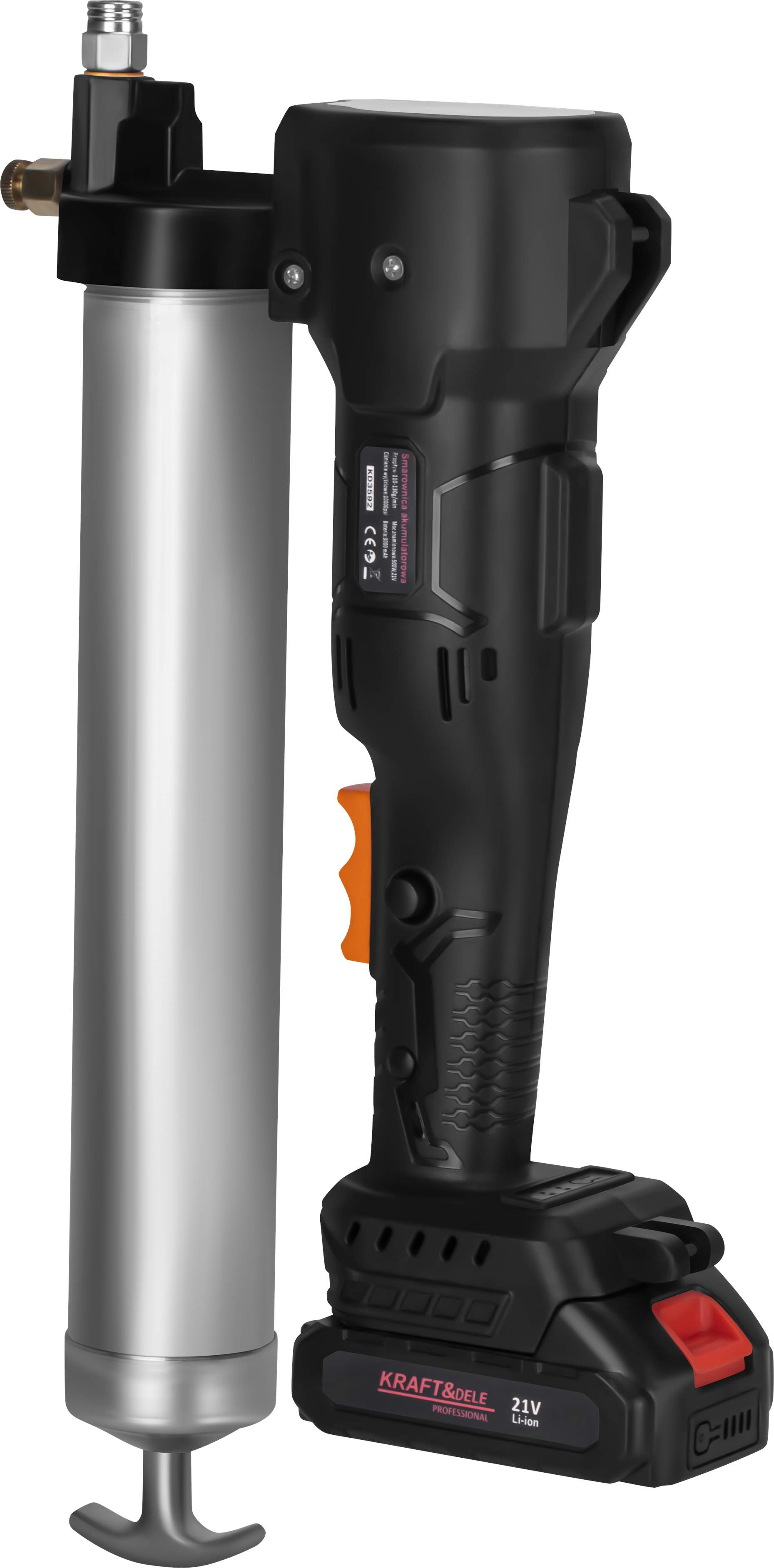 Akumulátorová mazací pistole 21 V x 2 × 3 Ah + kufřík KD3592
