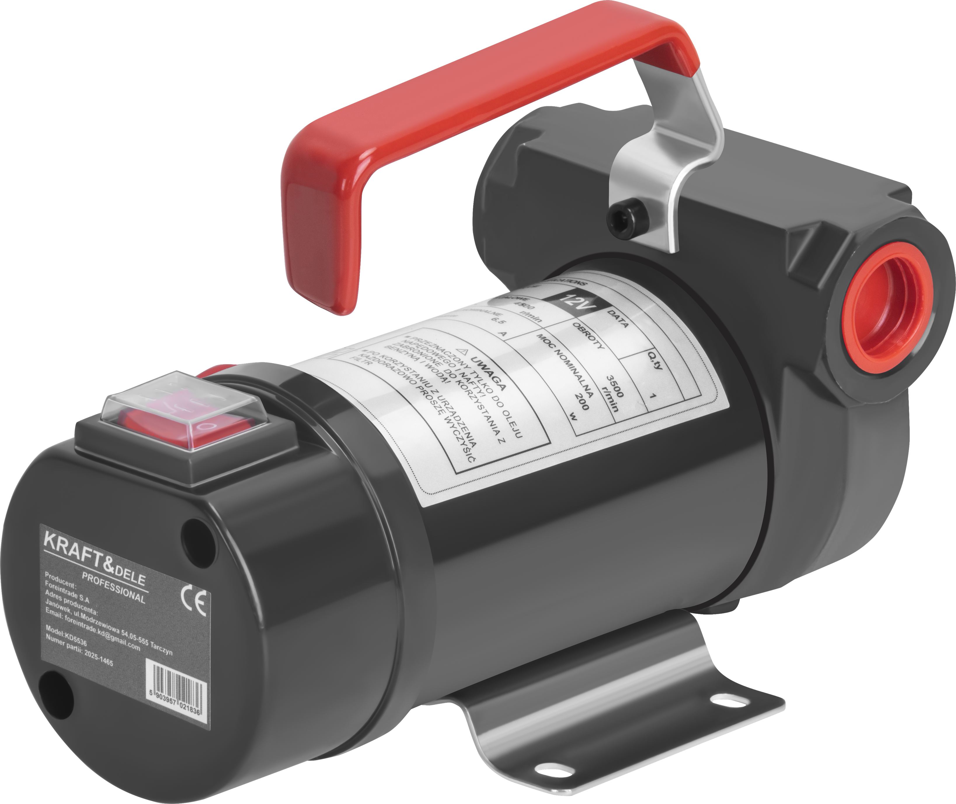 Palivové čerpadlo 12 V, 200 W, 55 l/min + pistole KD5536