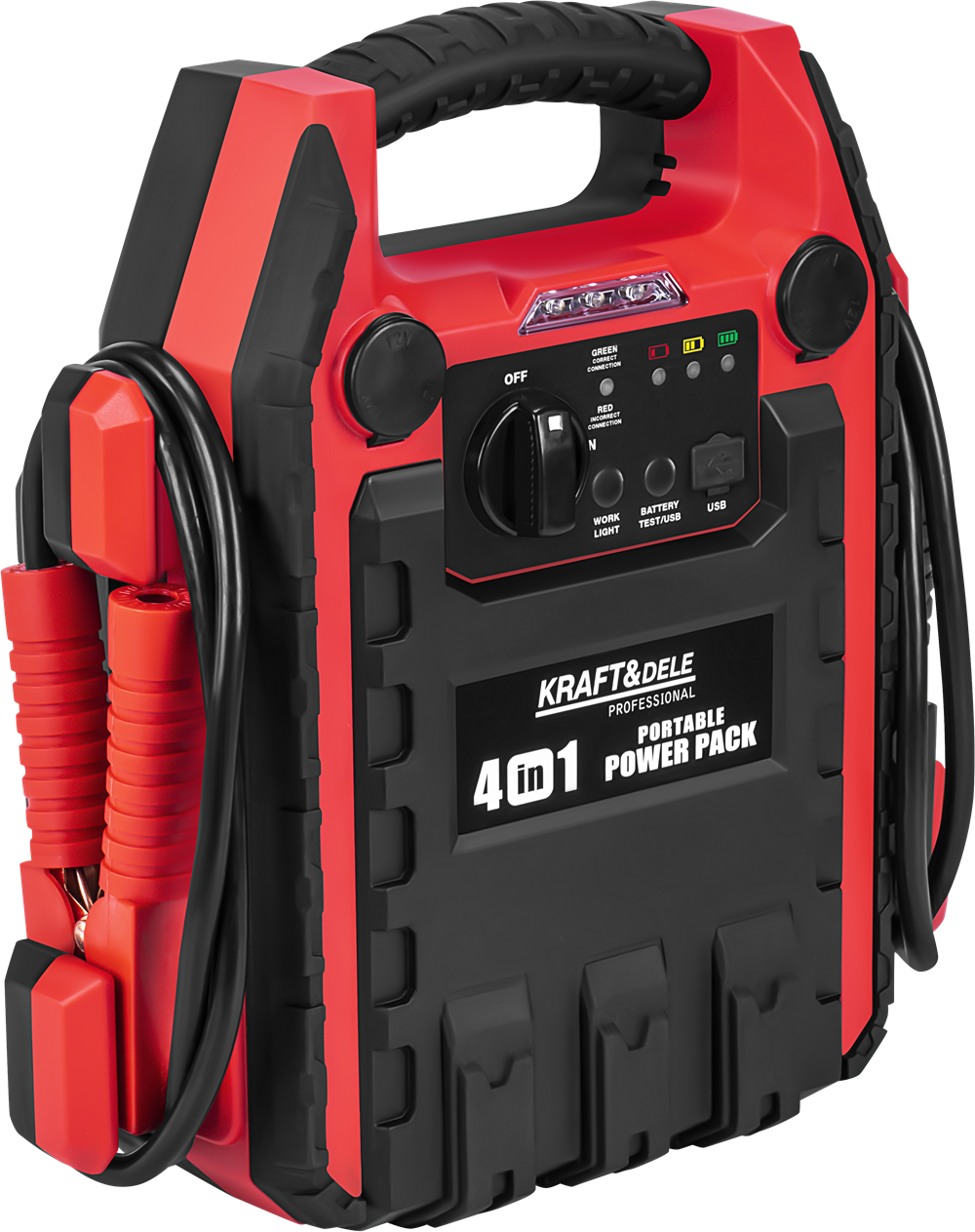 Startovací zdroj 4 v 1 1200/600 A, 22 Ah, 12 V + osvětlení + kompresor KD5346