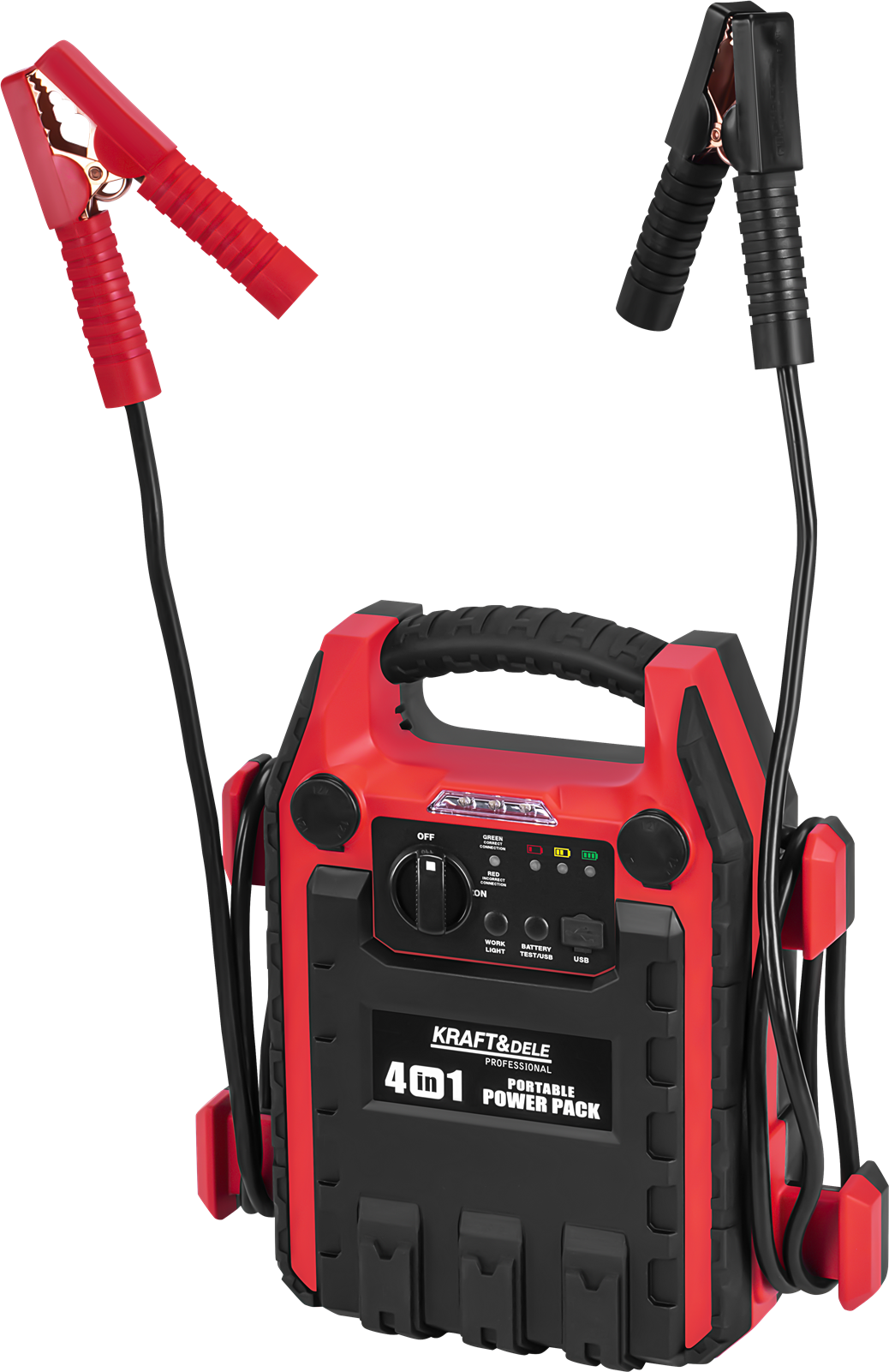 Startovací zdroj 4 v 1 1200/600 A, 22 Ah, 12 V + osvětlení + kompresor KD5346