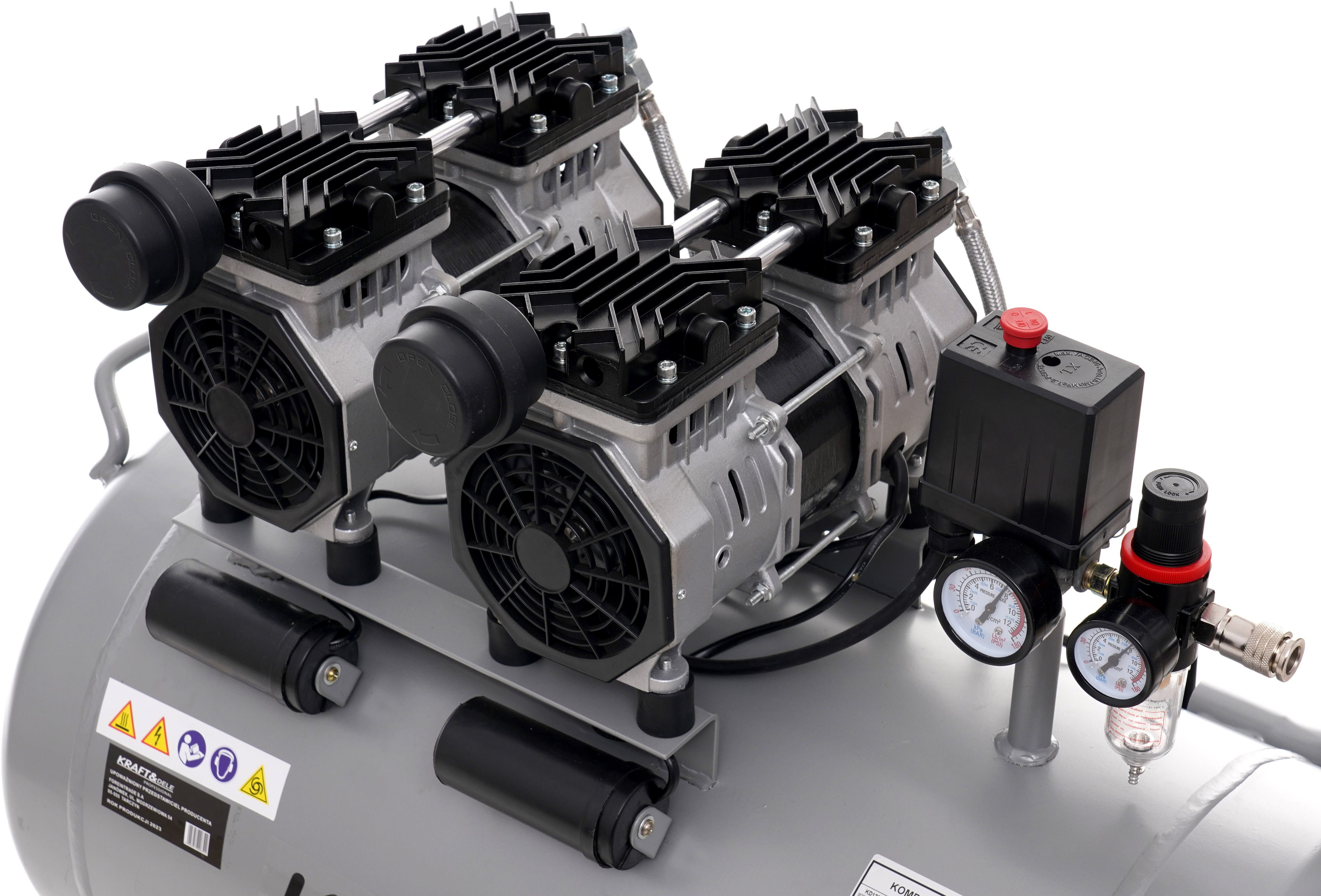 Bezolejový kompresor 100 l, 2 × 1500 W KD1398