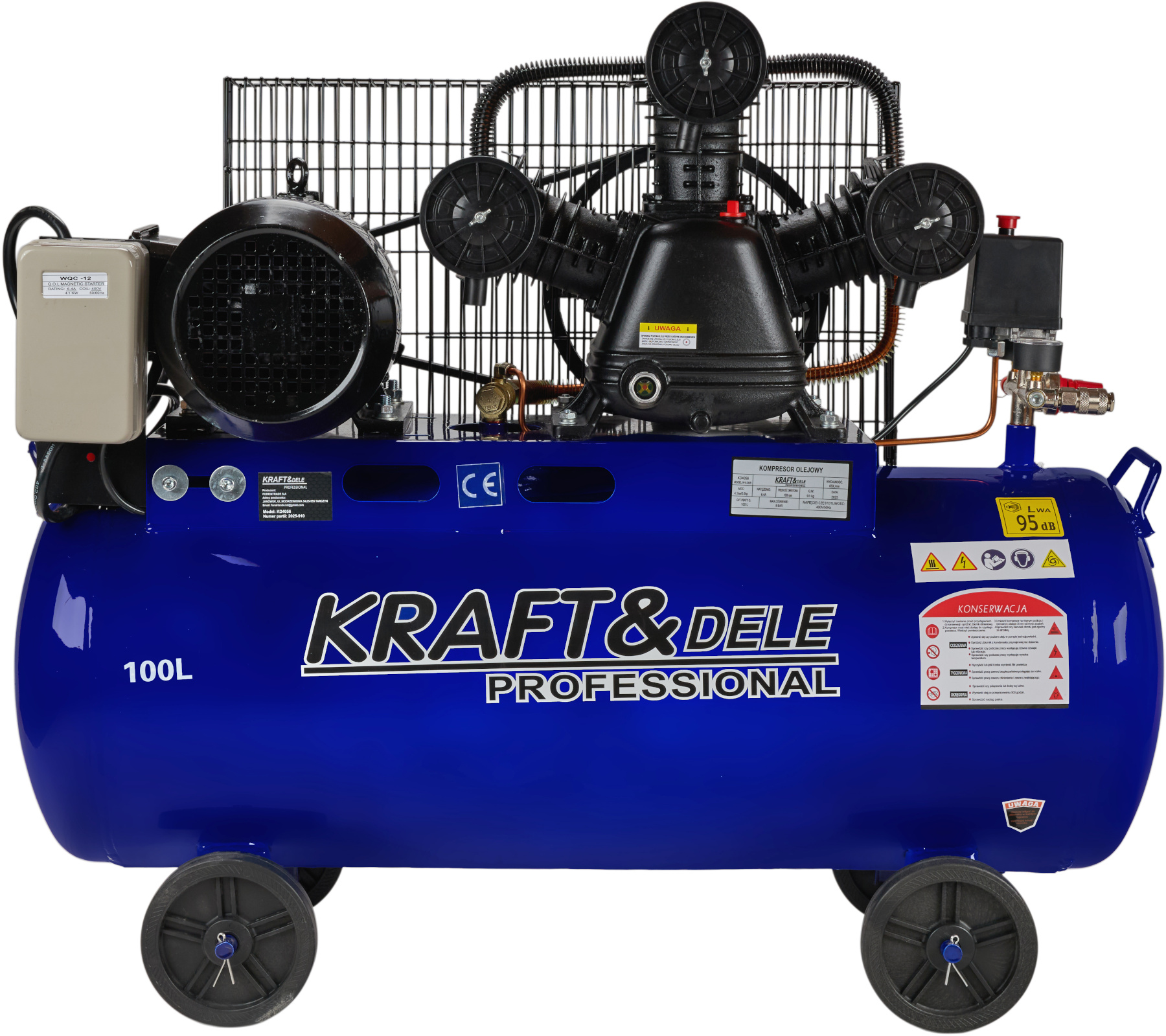 Olejový kompresor 100 l, 4100 W, 650 l/min KD4056