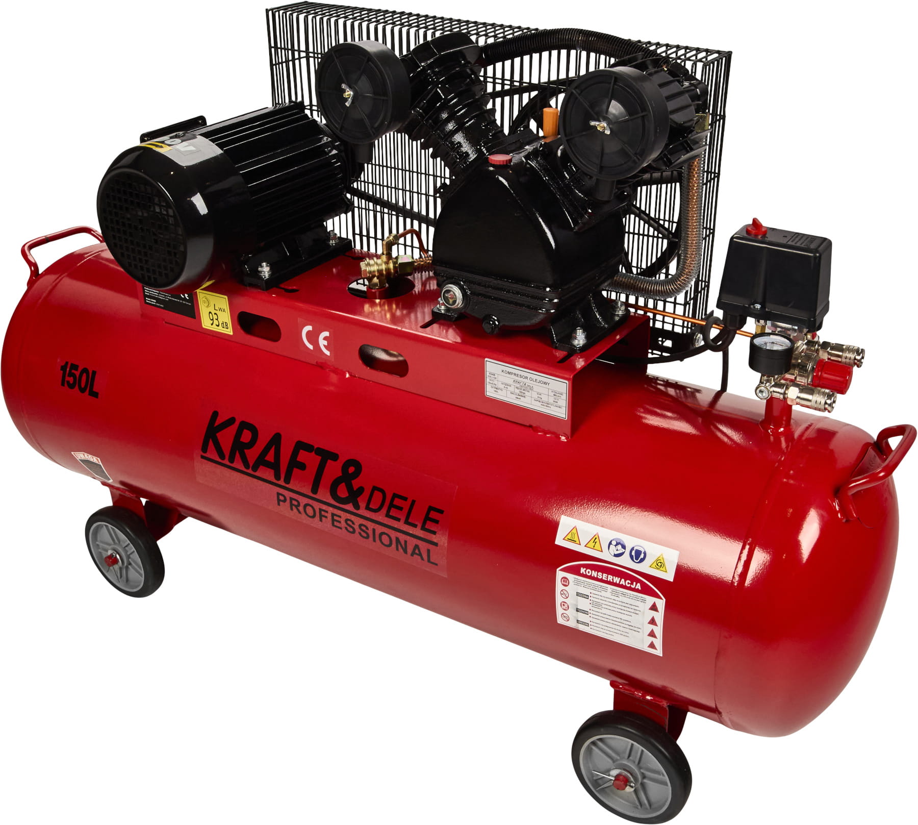 KRAFT&DELE Olejový kompresor 150 l, 2 písty, 400 V KD406