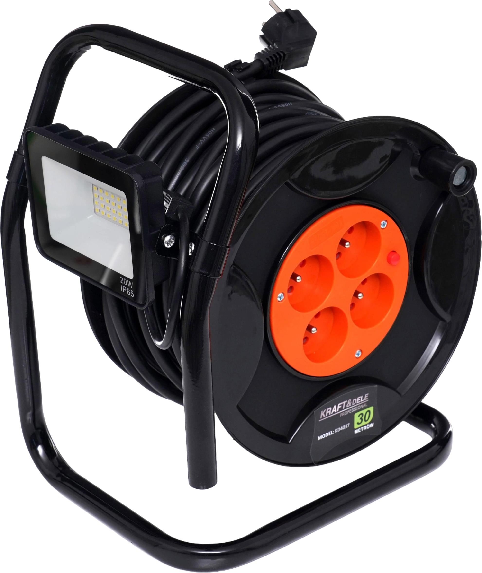 Prodlužovací kabel na plastovém navijáku, 30 m + LED KD4037