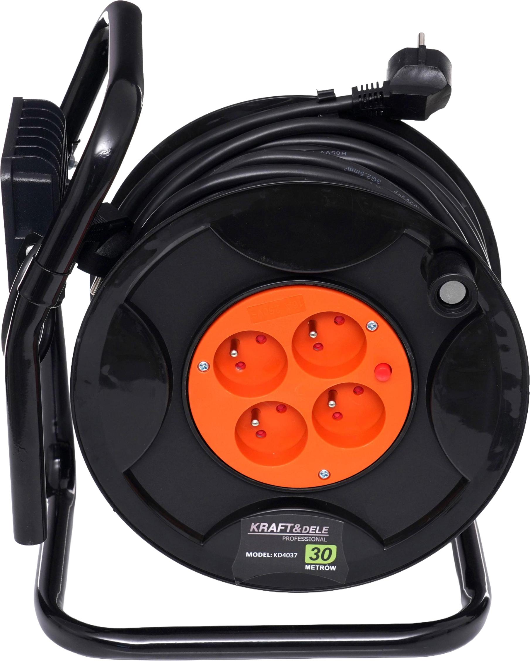 Prodlužovací kabel na plastovém navijáku, 30 m + LED KD4037