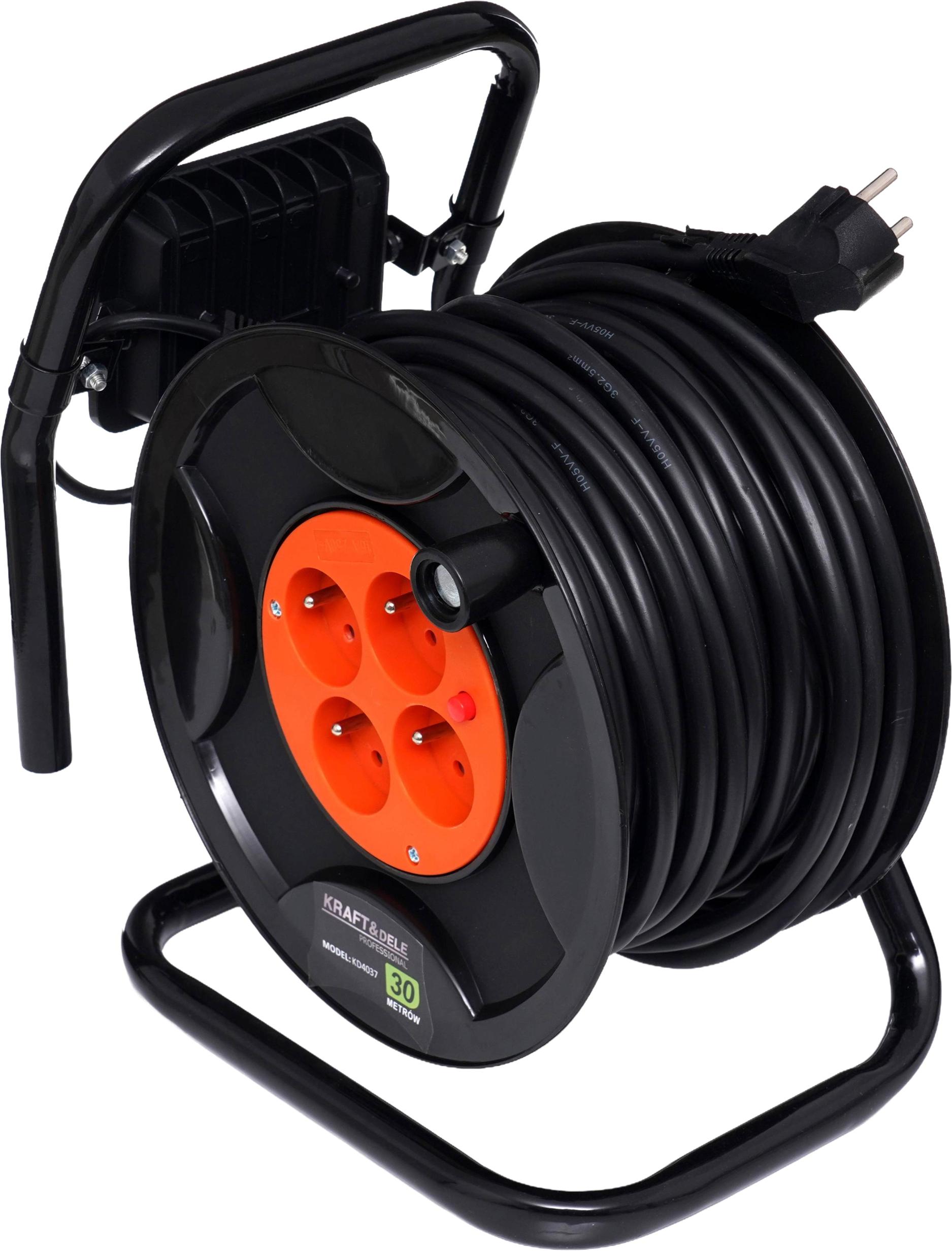 Prodlužovací kabel na plastovém navijáku, 30 m + LED KD4037