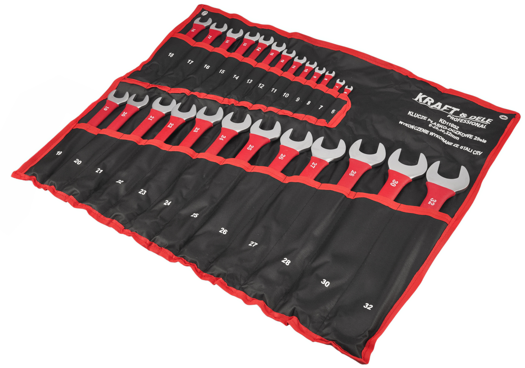 Sada plochých klíčů s očkem, 25 ks, 6–32 mm, CRV KD11052