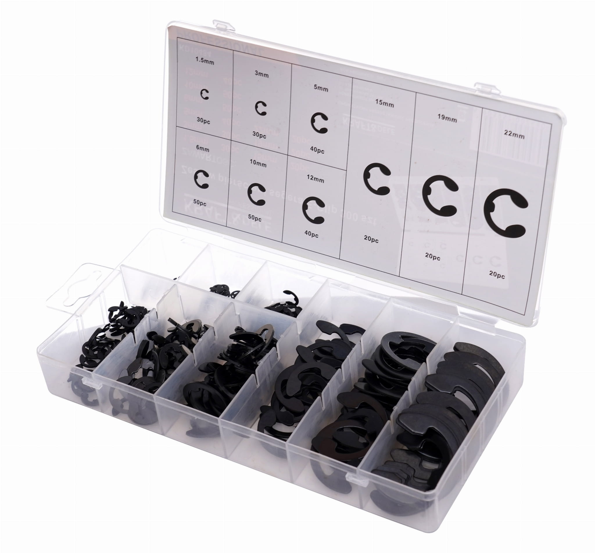 Sada pro upevnění pojistných kroužků E-CLIPS, 300 ks KD10484
