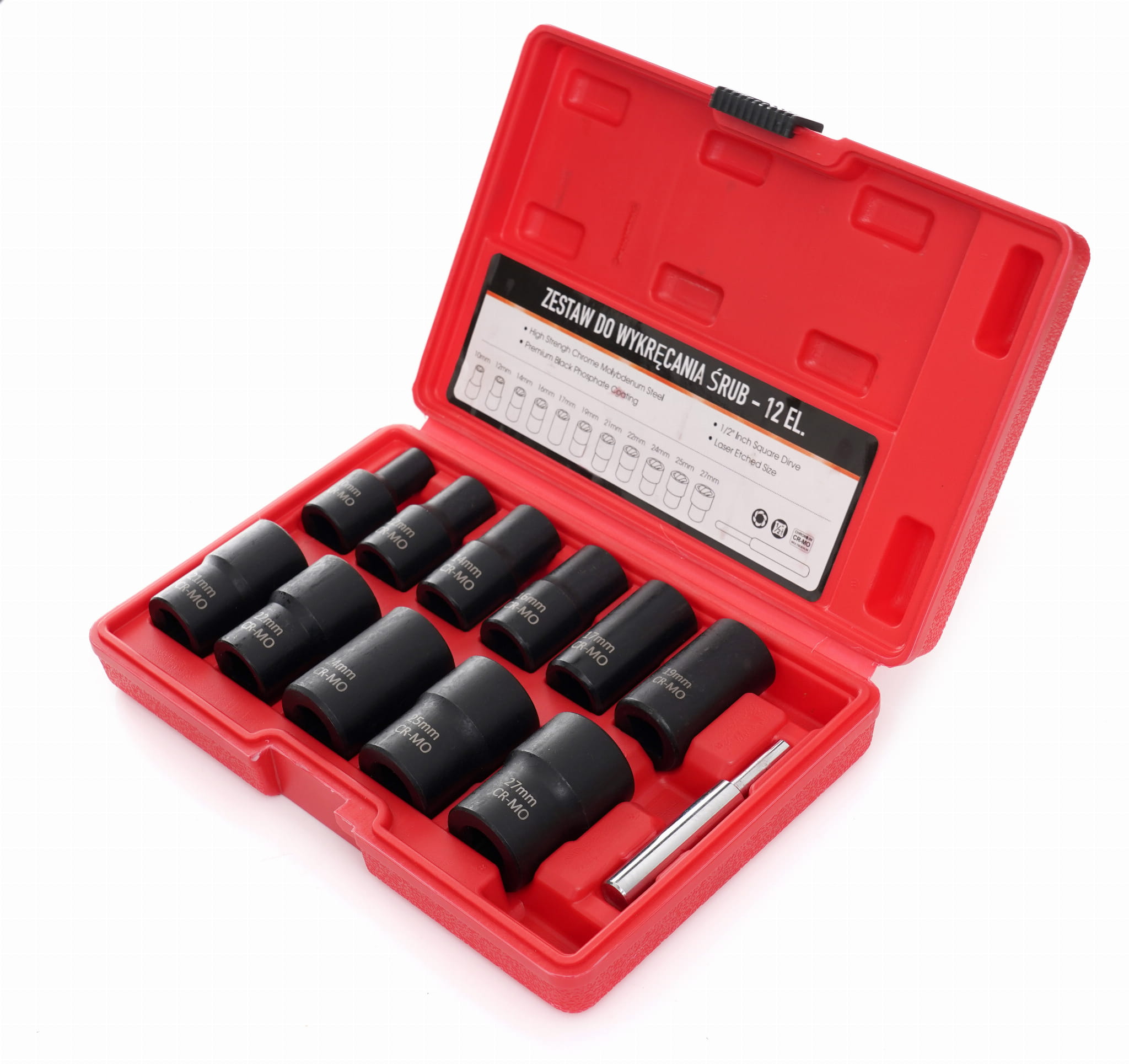 Sada vytahovacích hlavic na poškozené šrouby 1/2", 12 ks KD11792