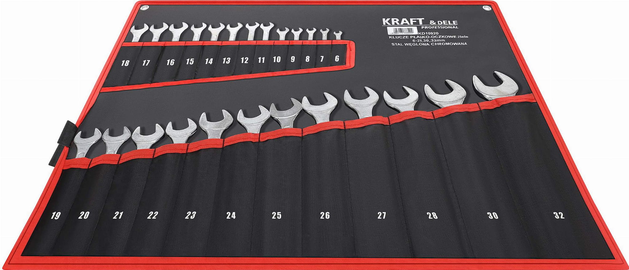 Sada plochých klíčů s okem, 25 ks, 6–32 mm KD10920