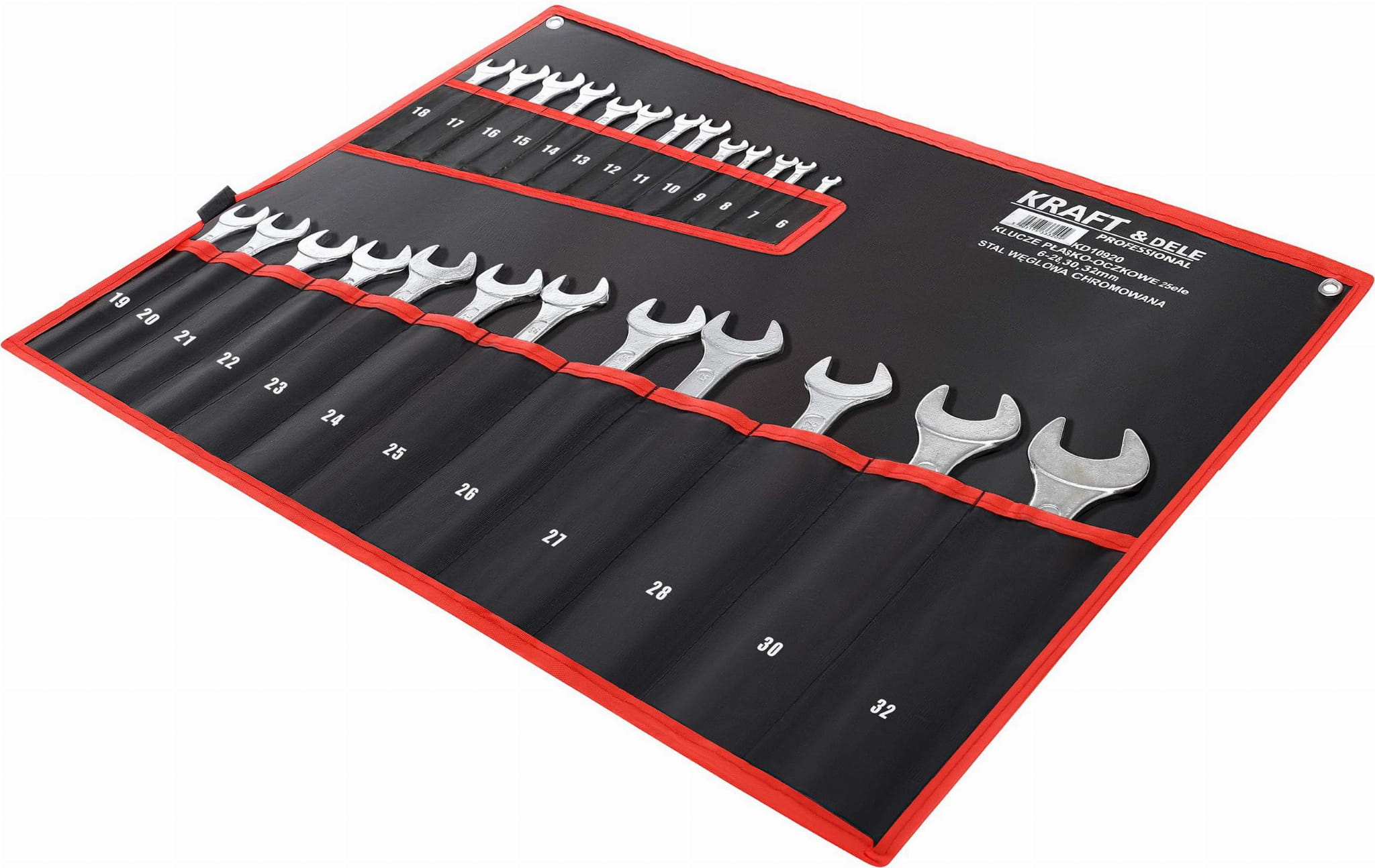 Sada plochých klíčů s okem, 25 ks, 6–32 mm KD10920