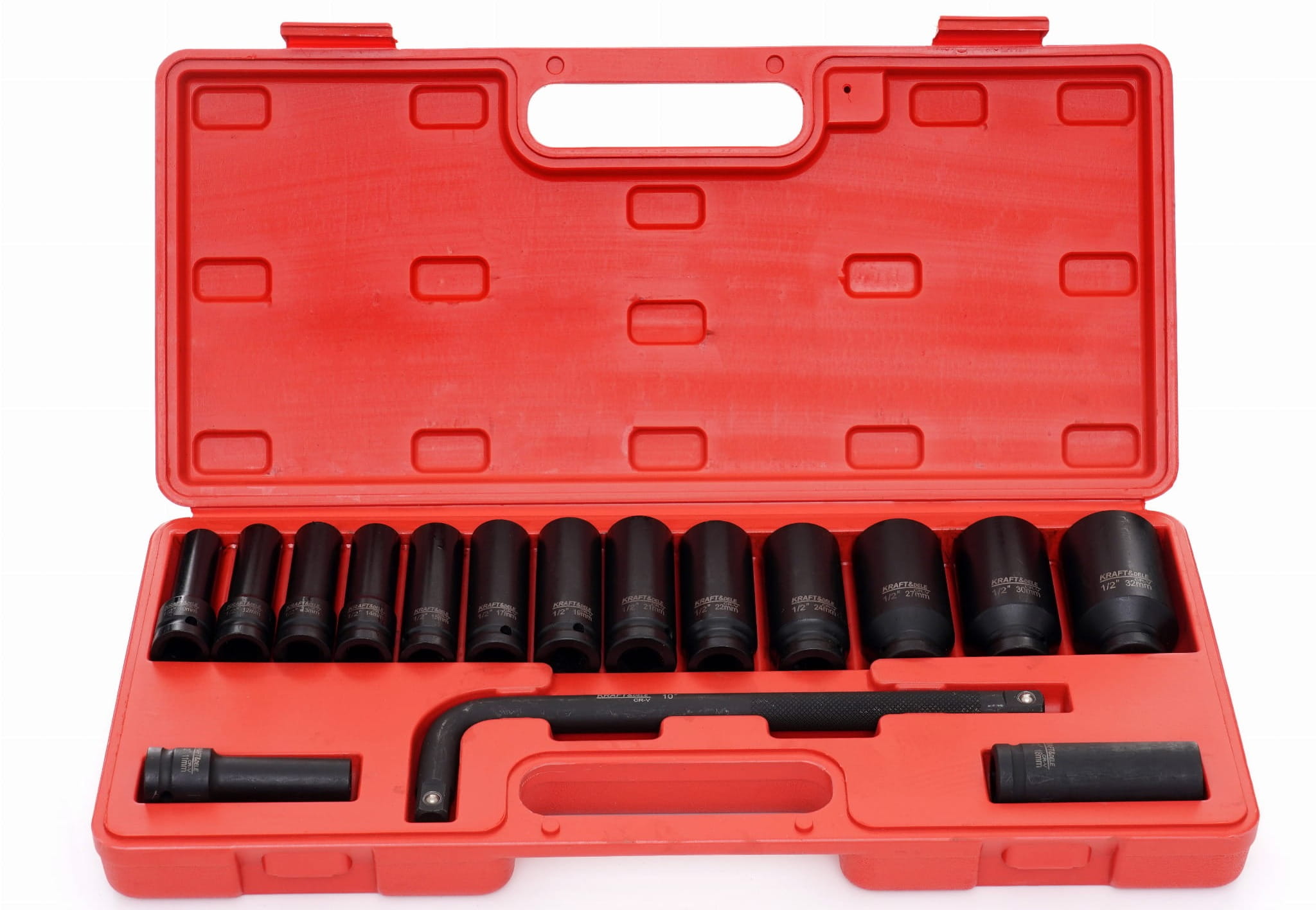 KRAFT&DELE Sada rázových hlavic 1/2", 10–32 mm, 16 ks KD11755