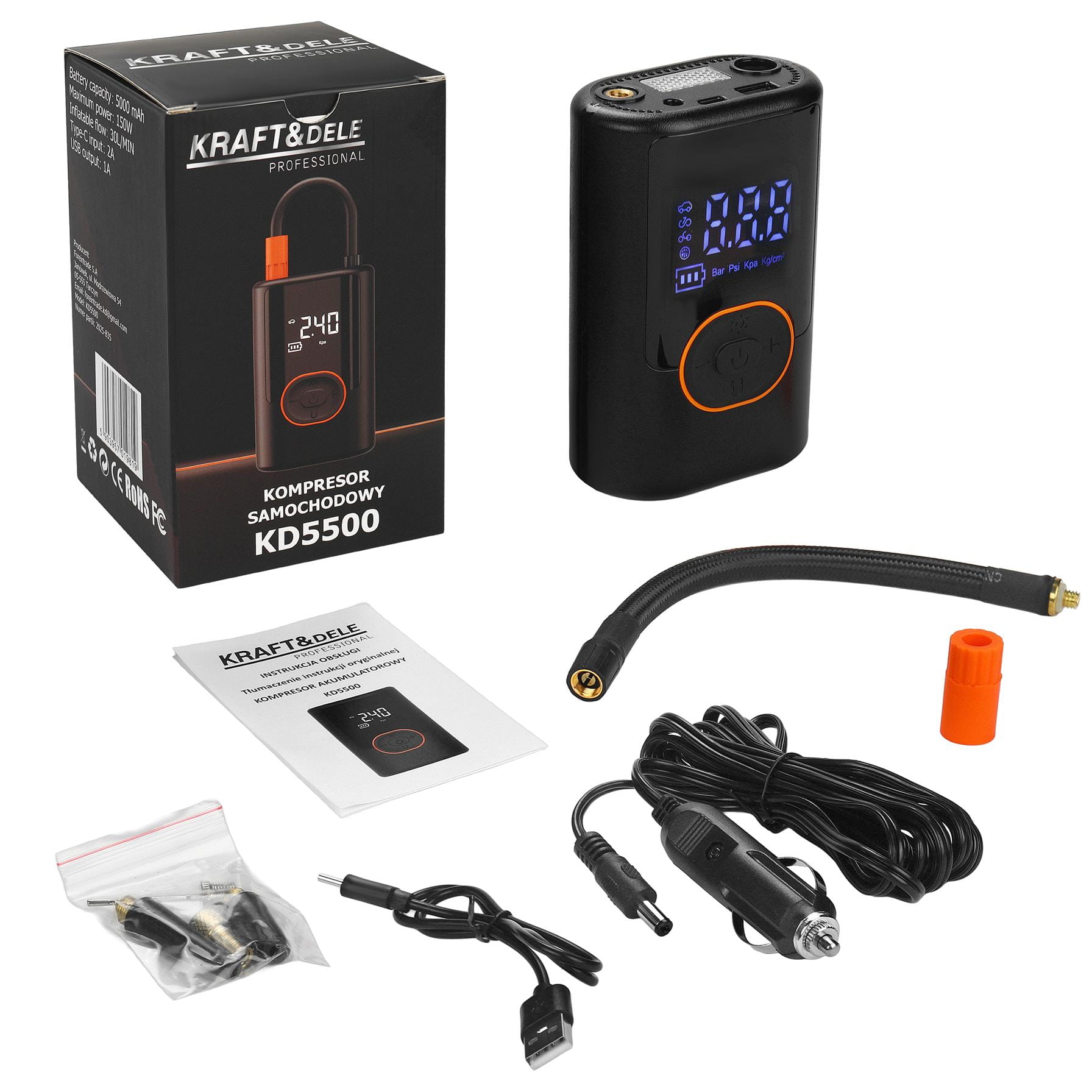 Akumulátorový kompresor 5000 mAh KD5500