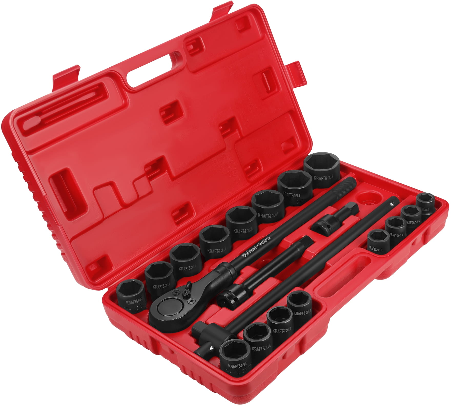 Sada rázových hlavic 3/4" s ráčnou a prodloužením, 21 ks KD11868