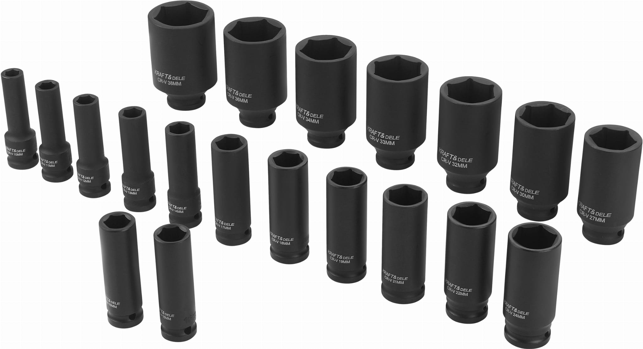 Sada rázových hlavic 1/2", 10–38 mm, 20 ks KD11794