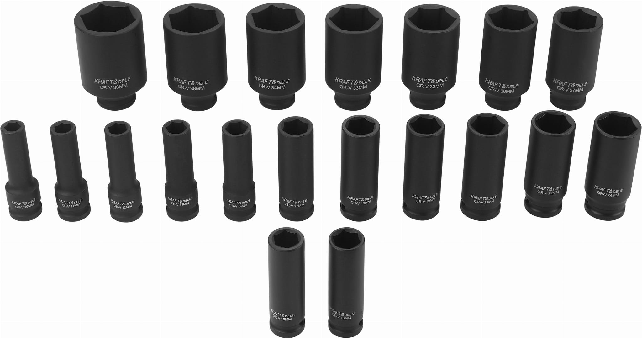 Sada rázových hlavic 1/2", 10–38 mm, 20 ks KD11794