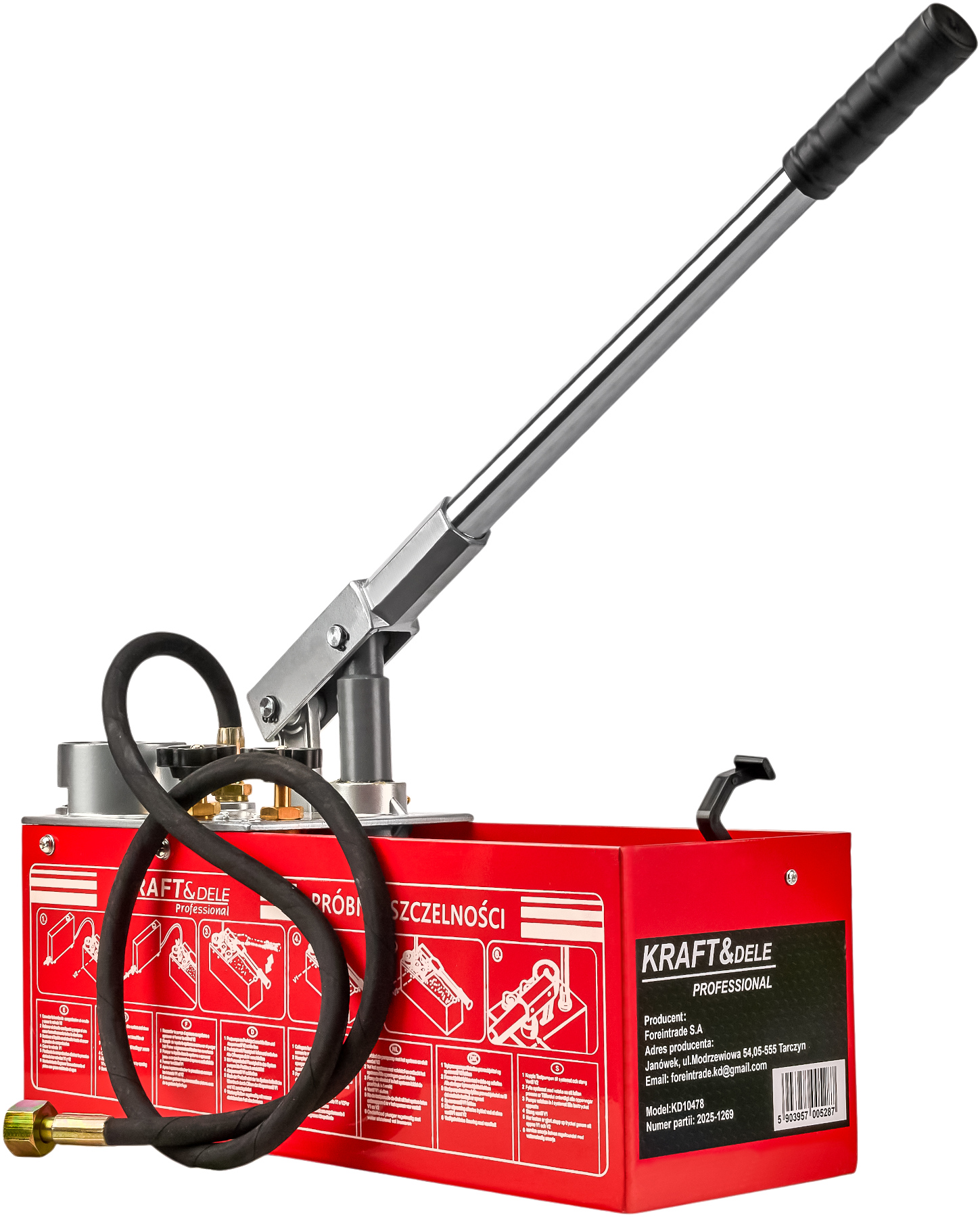 Kontrolní čerpadlo pro tlakové zkoušky 0–50 kg / 45 ml / 12 l KD10478