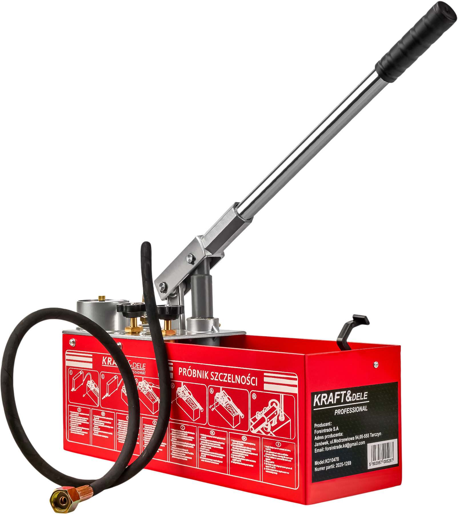 Kontrolní čerpadlo pro tlakové zkoušky 0–50 kg / 45 ml / 12 l KD10478