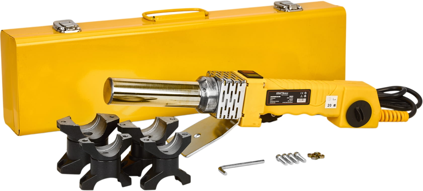 Polyfuzní svářečka na plastové trubky 2800 W – sada KD3074