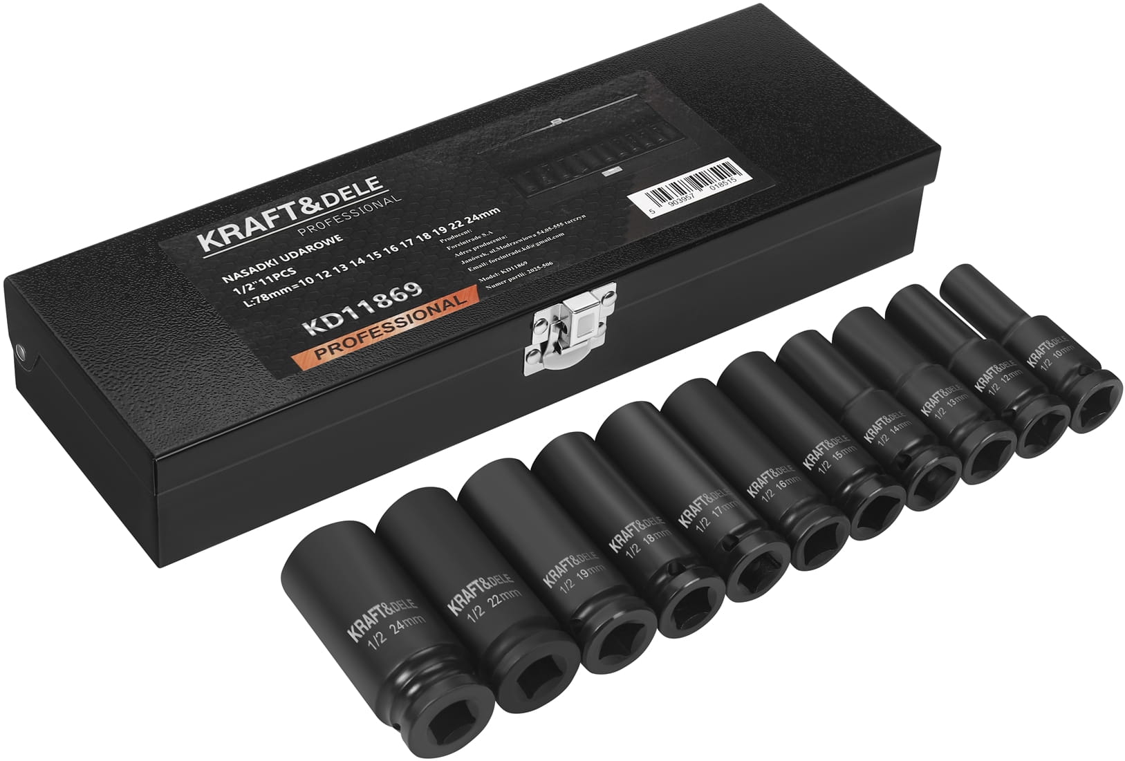 Sada rázových hlavic 1/2", 11 ks KD11869
