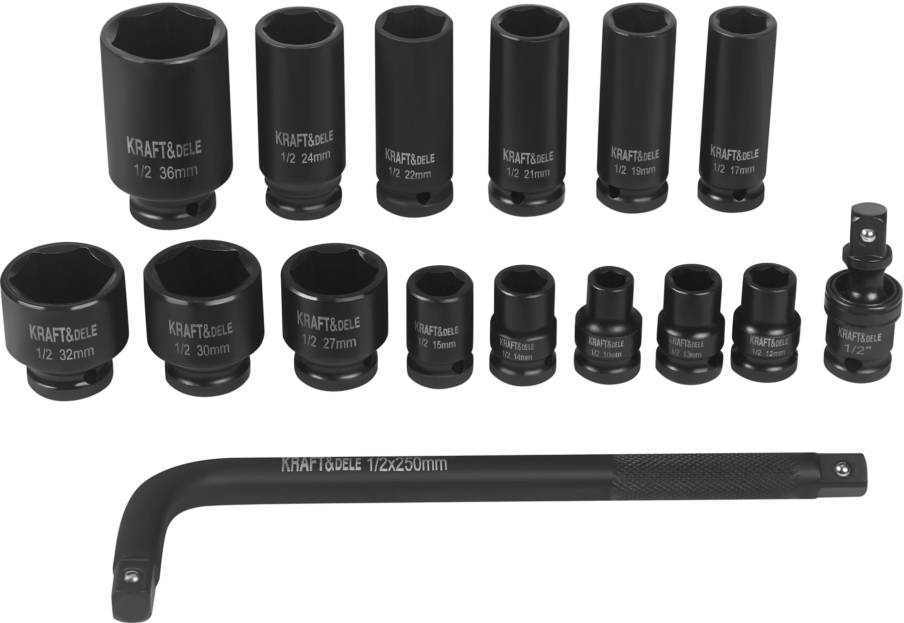 KRAFT&DELE Sada rázových hlavic 1/2", 16 ks KD11762