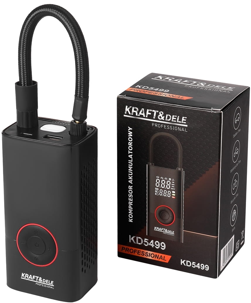 Akumulátorový kompresor + svítilna 85 W, 4000 mAh KD5499