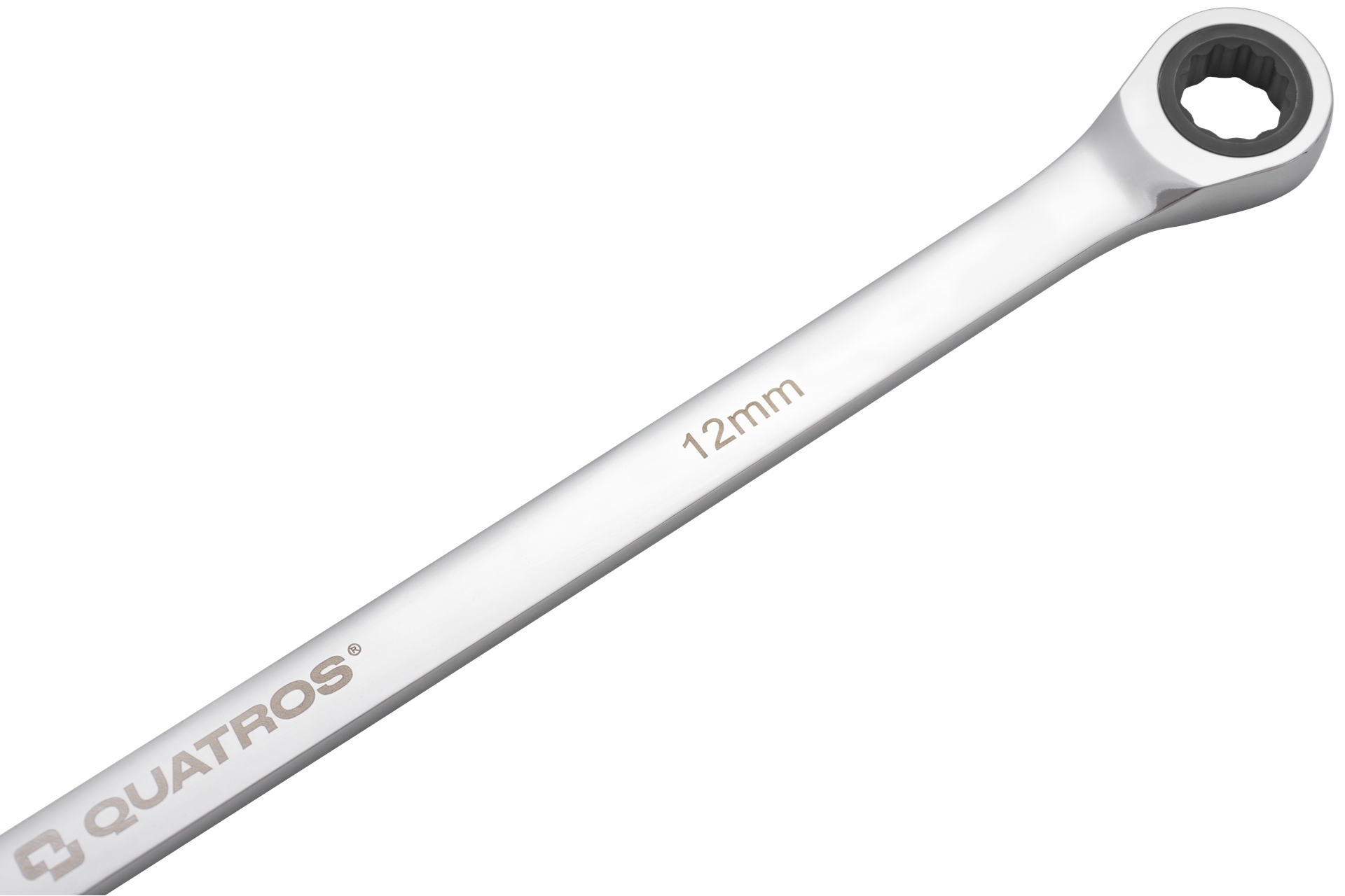 Extra dlouhý očkový ráčnový klíč 12 mm, L=327 mm – QUATROS QS50465A-12