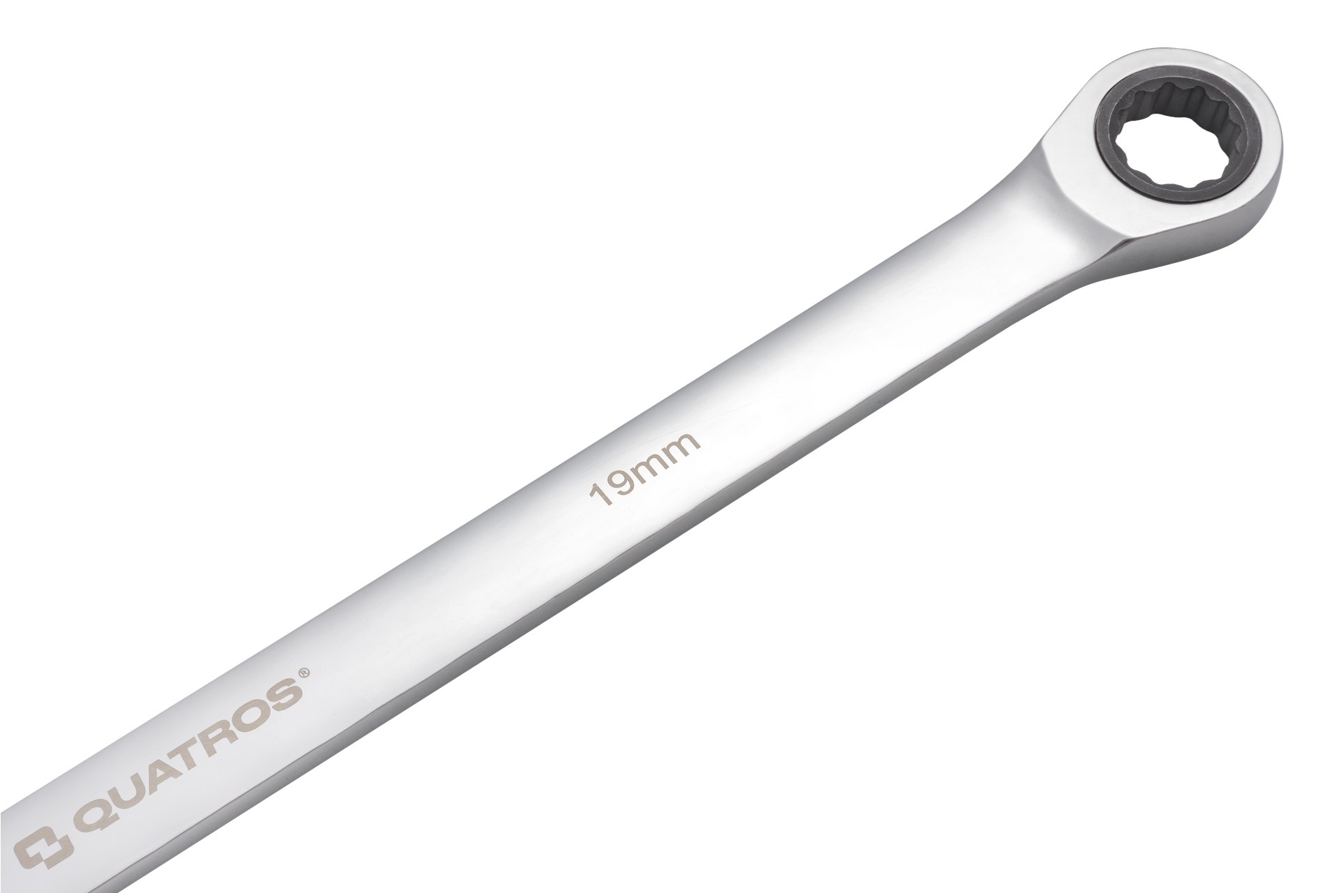 Extra dlouhý očkový ráčnový klíč 19 mm, L=420 mm – QUATROS QS50465A-19