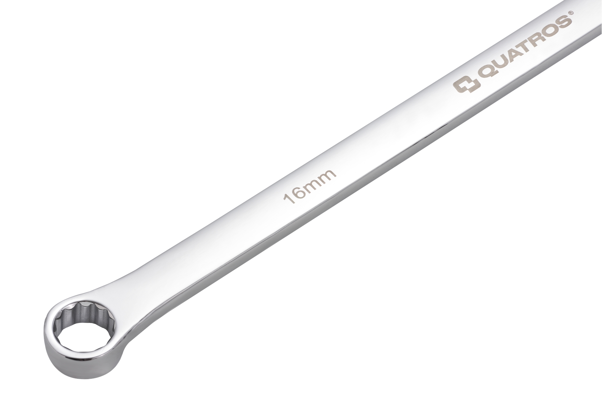 Extra dlouhý očkový ráčnový klíč 16 mm, L=390 mm – QUATROS QS50465A-16