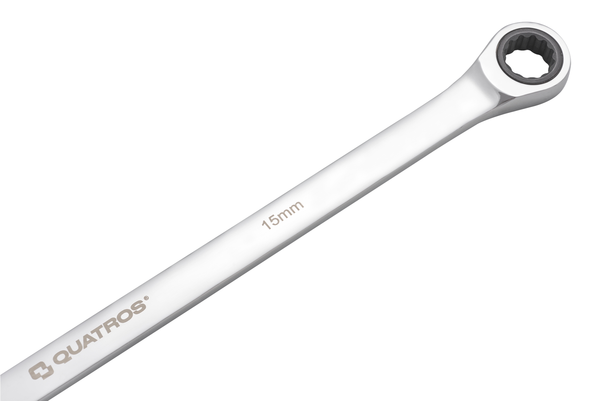 Extra dlouhý očkový ráčnový klíč 15 mm, L=374 mm – QUATROS QS50465A-15
