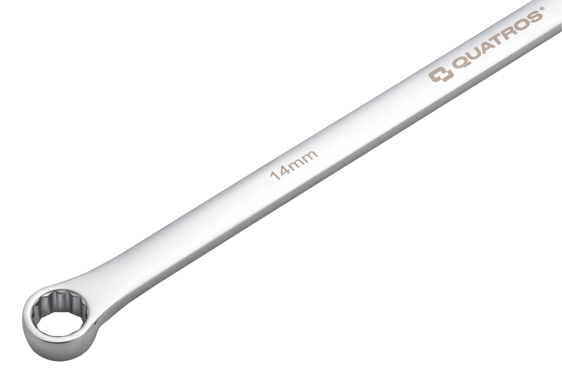 Extra dlouhý očkový ráčnový klíč 14 mm, L=367 mm – QUATROS QS50465A-14