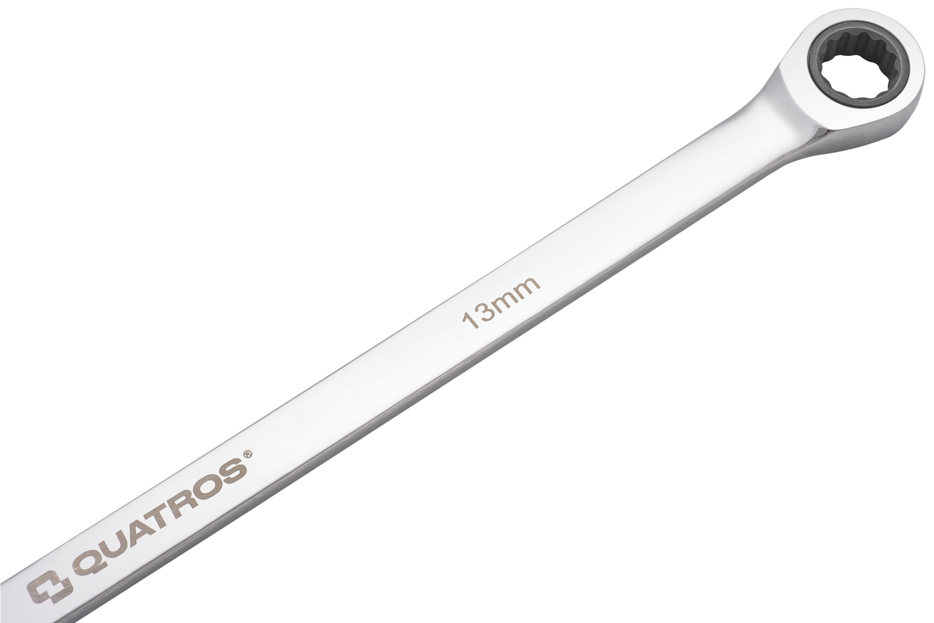Extra dlouhý očkový ráčnový klíč 13 mm, L=346 mm – QUATROS QS50465A-13