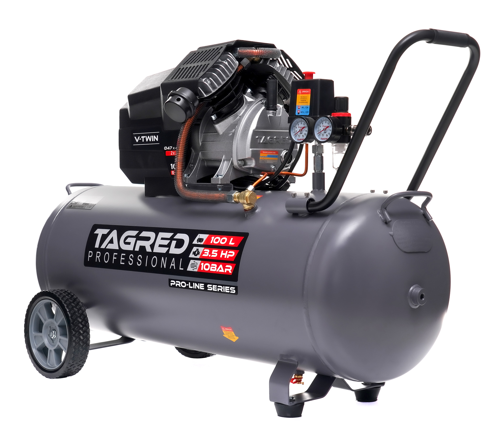 Olejový dvoupístový kompresor TAGRED 100 l, 230 V, 10 bar
