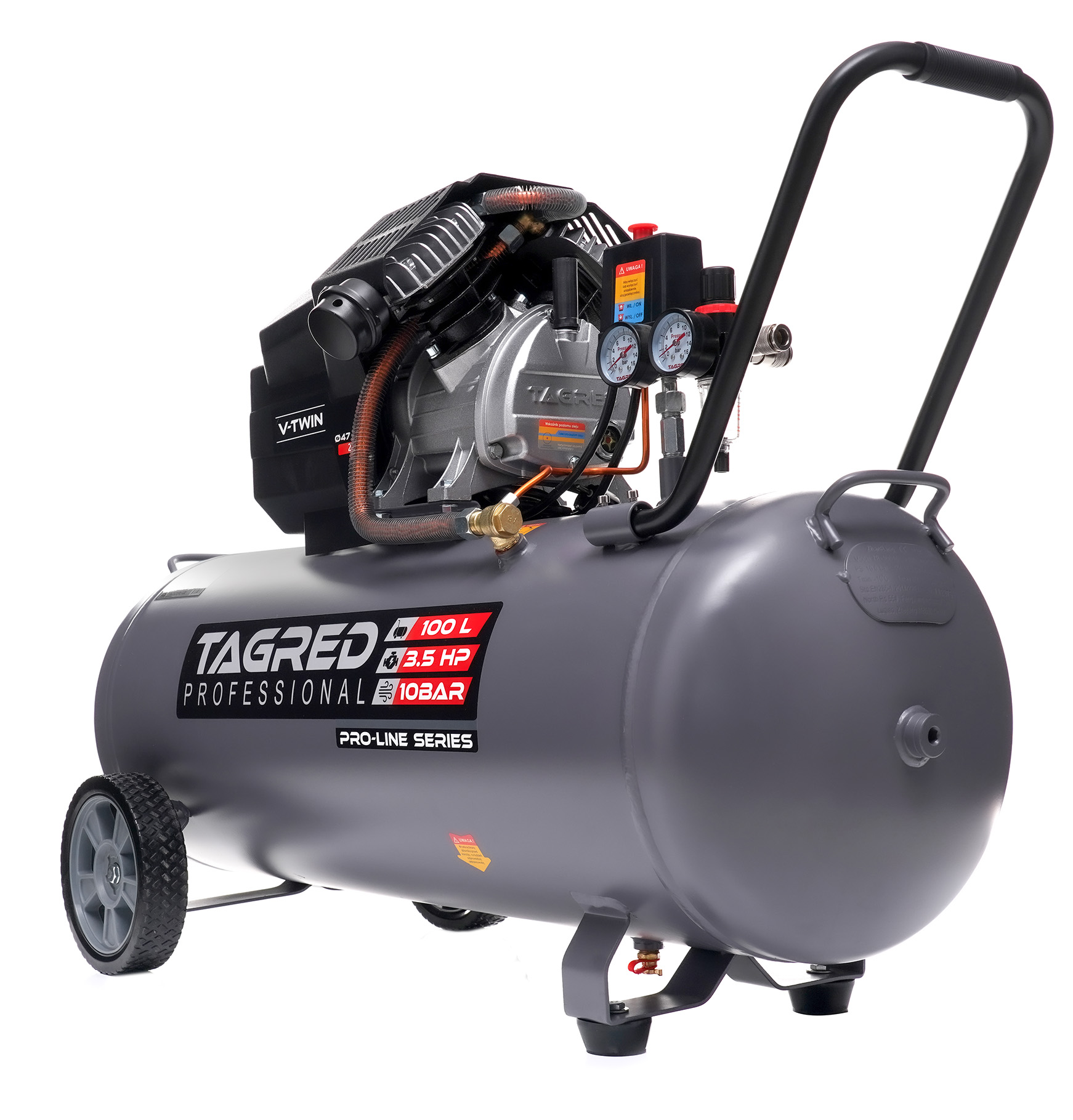 Olejový dvoupístový kompresor TAGRED 100 l, 230 V, 10 bar