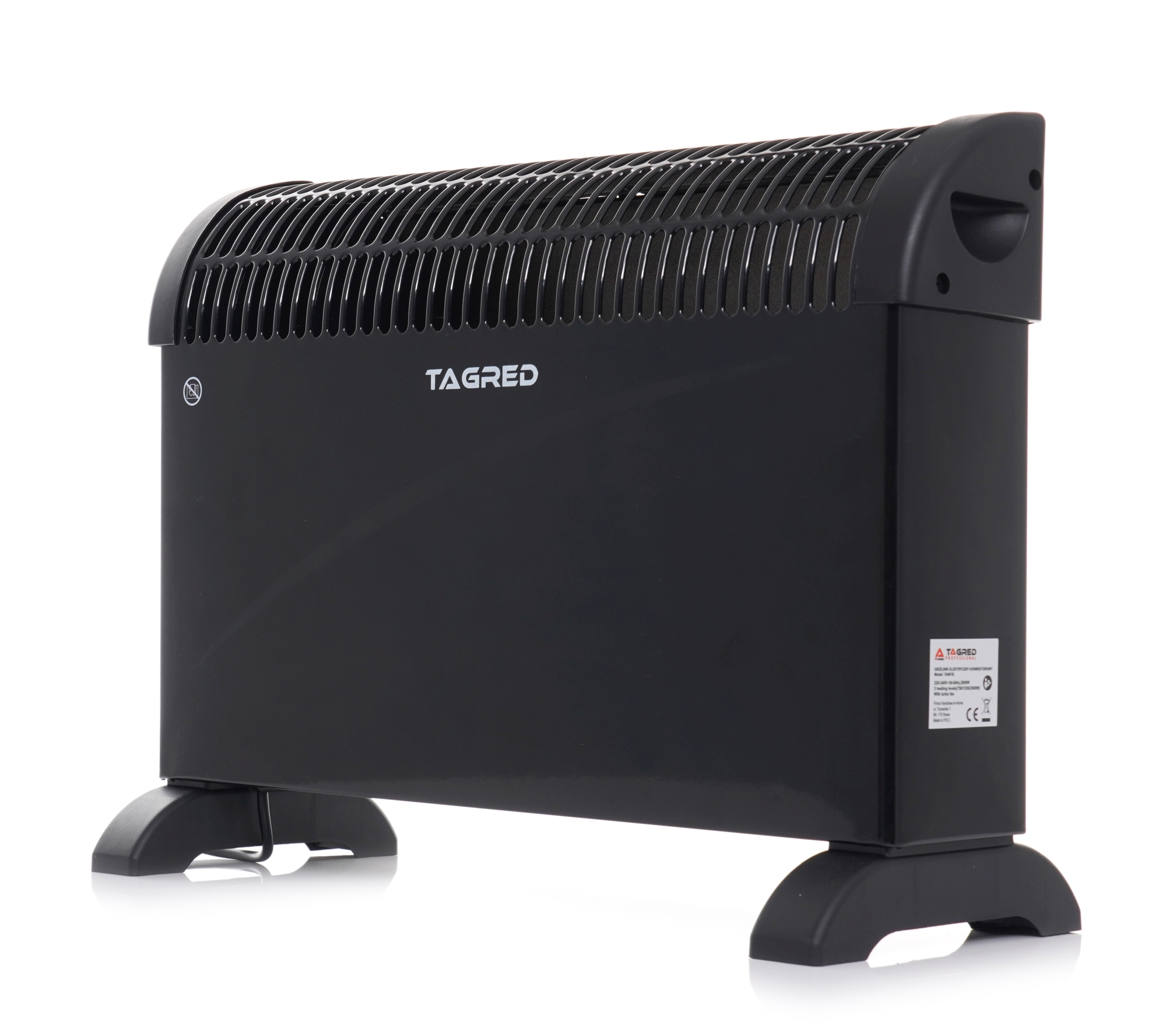 Elektrický konvektor s termostatem a TURBO ventilátorem 2000 W, černý
