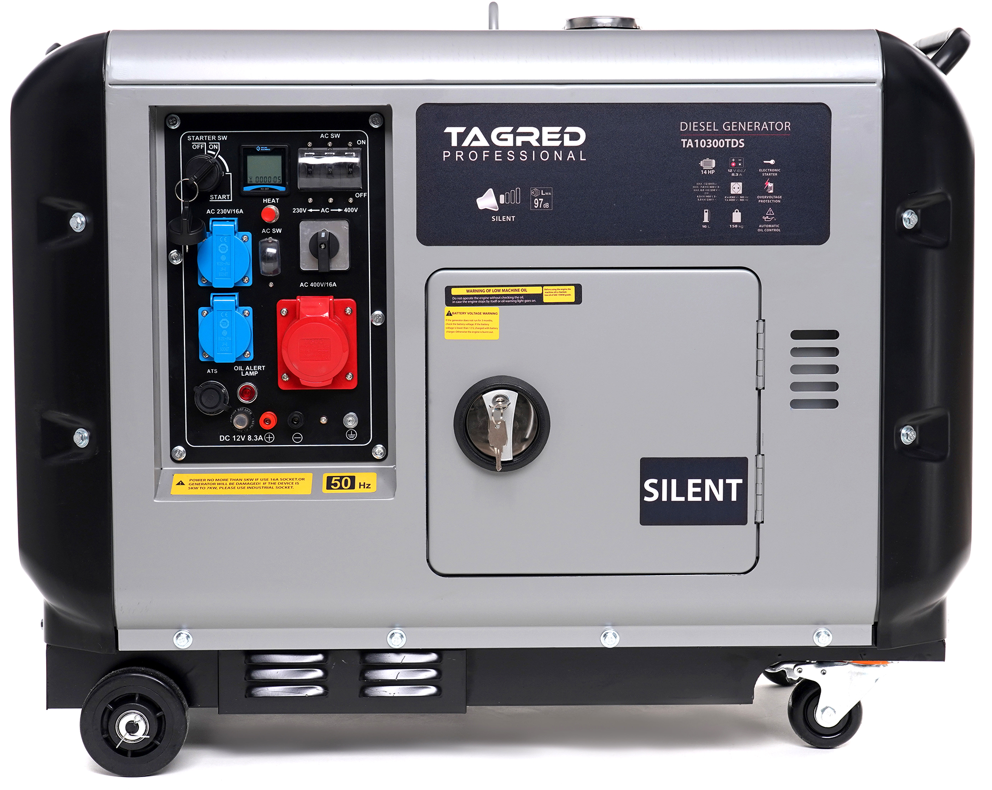 Odhlučněný dieselový generátor TAGRED 10 300 W, 230/400 V, 14 HP, AVR