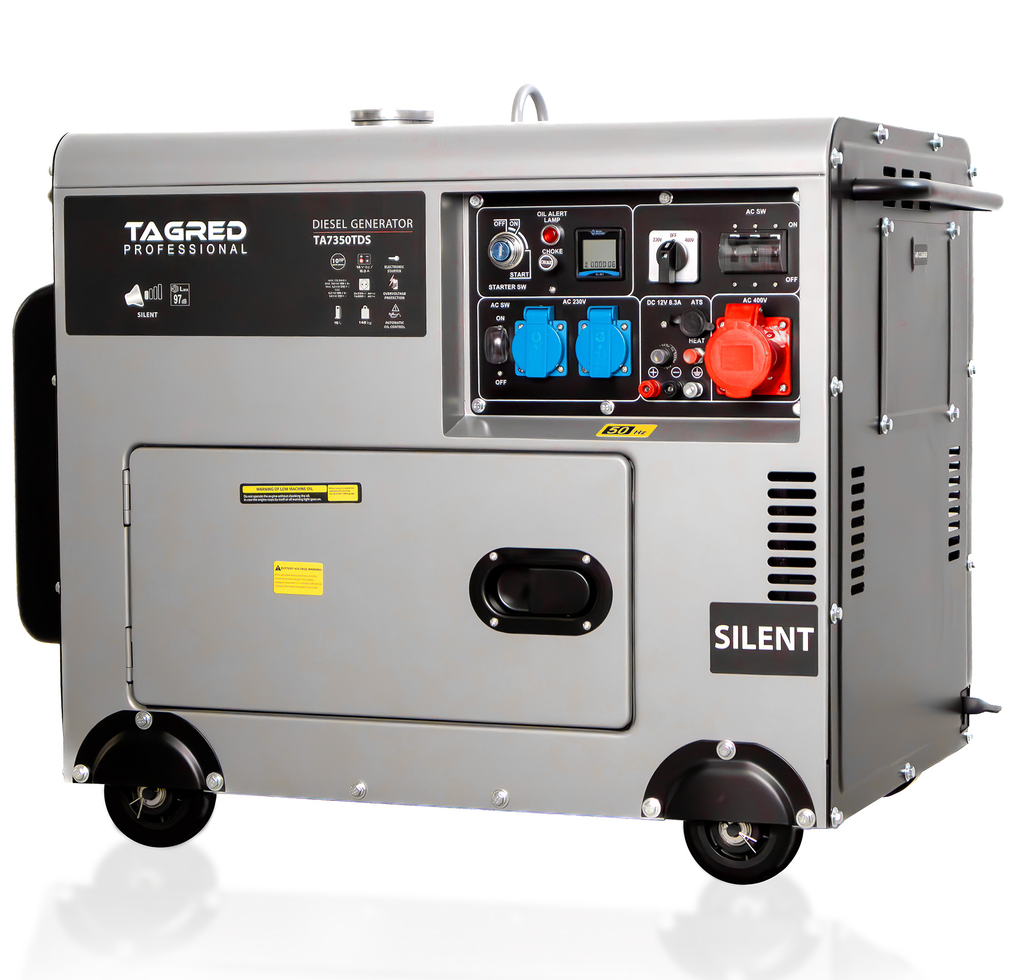 Odhlučněný třífázový dieselový generátor TAGRED, max. výkon 5000 W, 230/400 V, AVR