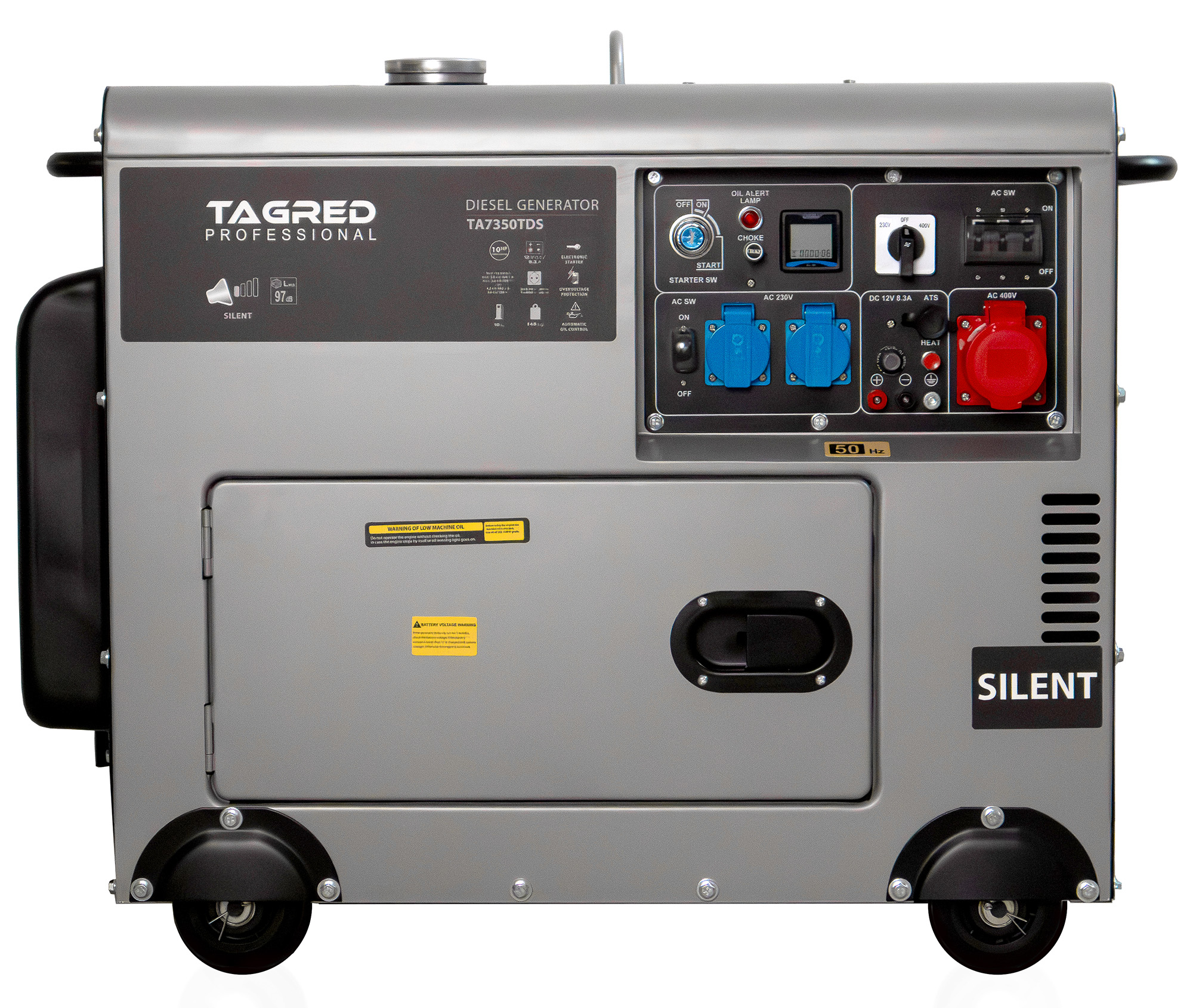 Odhlučněný třífázový dieselový generátor TAGRED, max. výkon 5000 W, 230/400 V, AVR