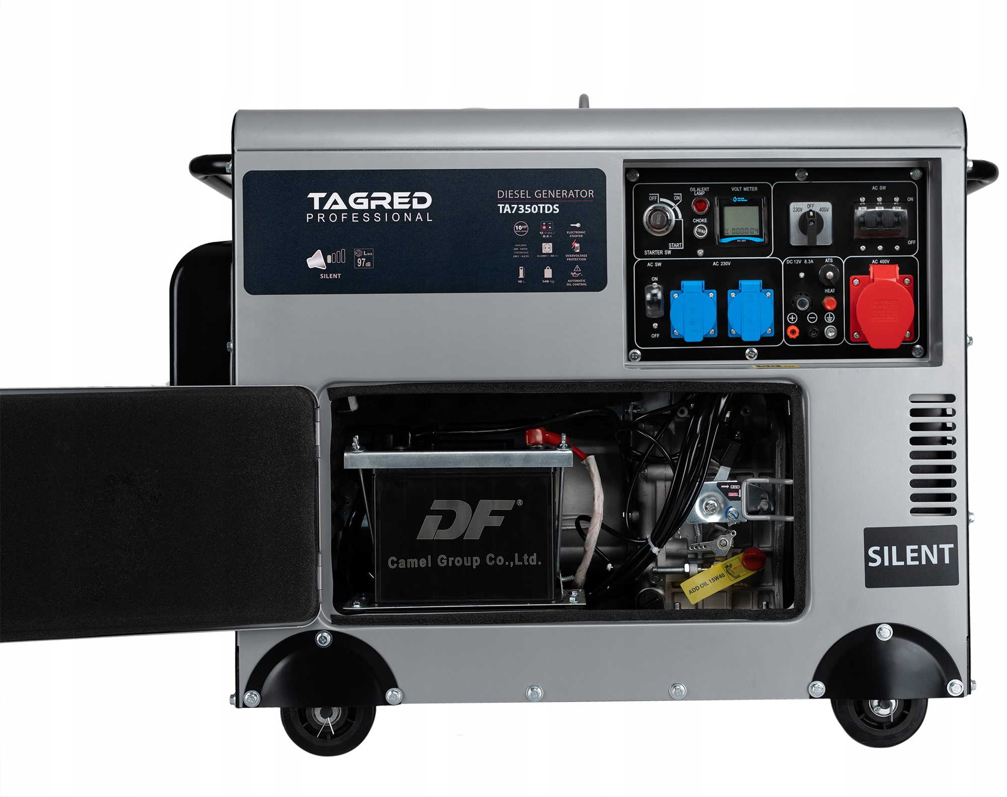 Odhlučněný třífázový dieselový generátor TAGRED, max. výkon 5000 W, 230/400 V, AVR
