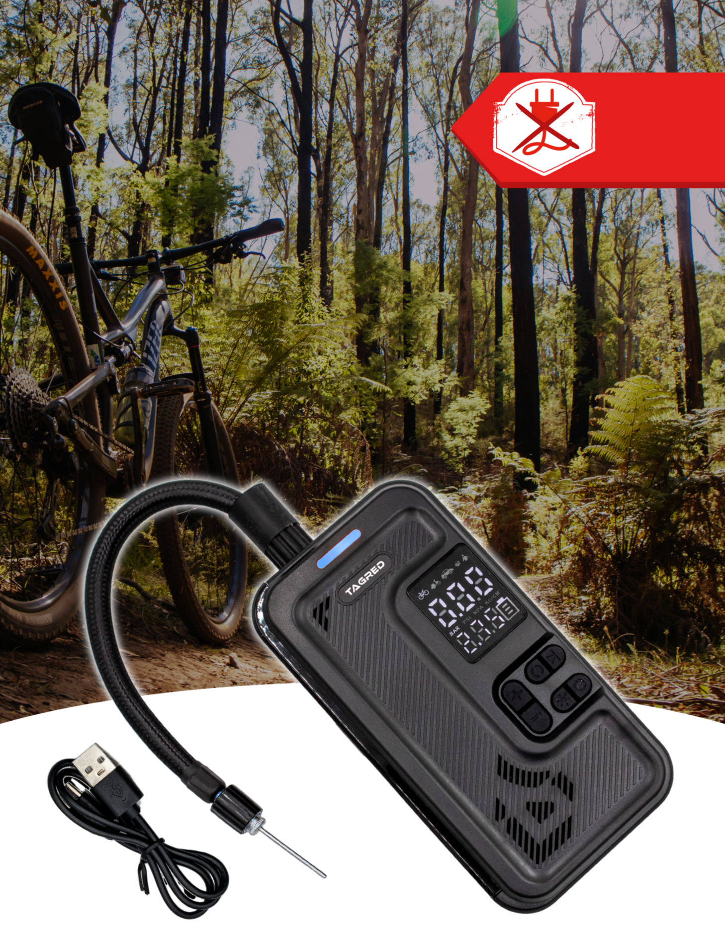 Aku kompresor pro huštění pneumatik 8 V, 4 000 mAh