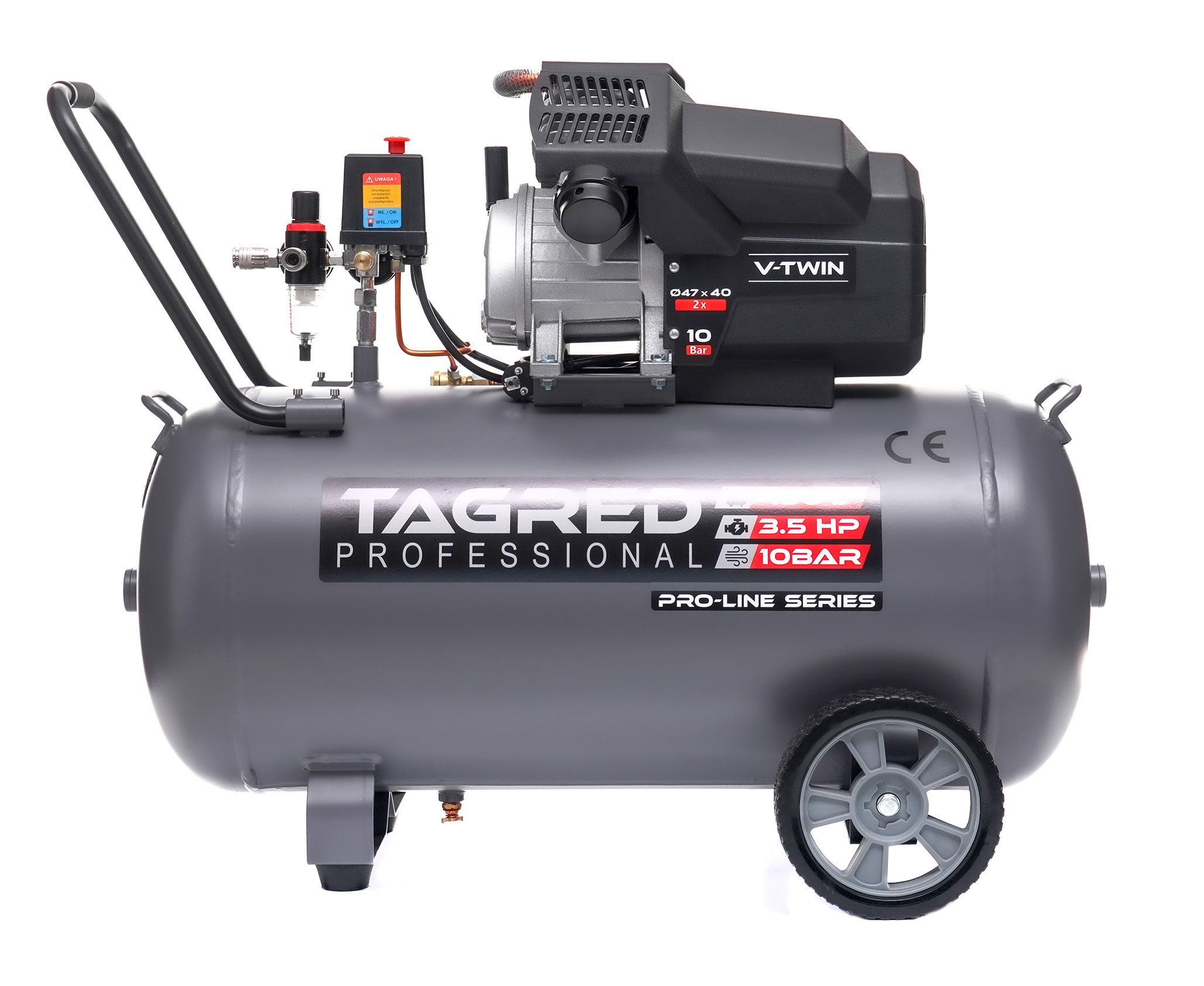 Olejový dvoupístový kompresor TAGRED 100 l, 230 V, 10 bar