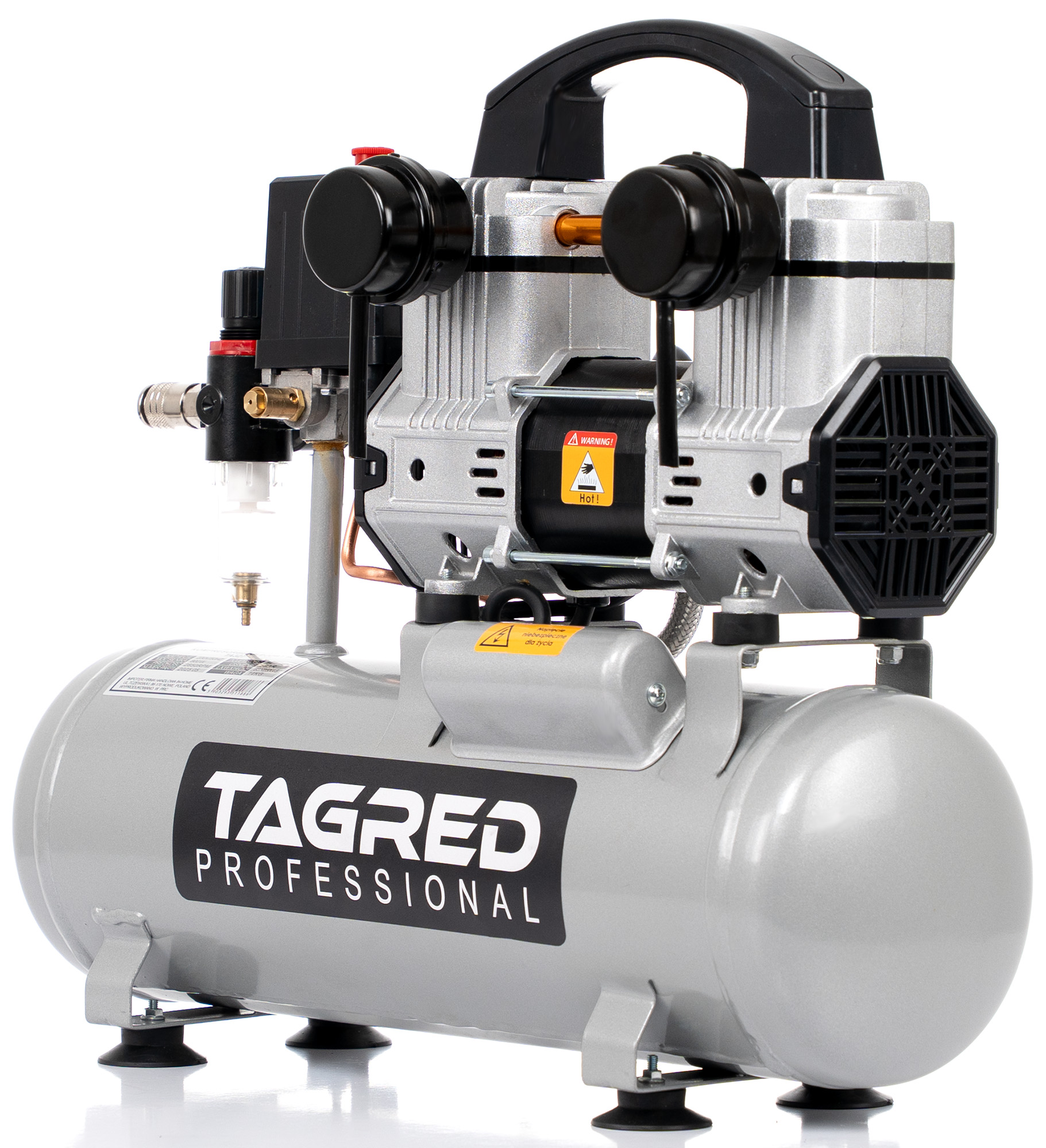Bezolejový dvoupístový kompresor TAGRED TA327, 9 l, 1 100 W