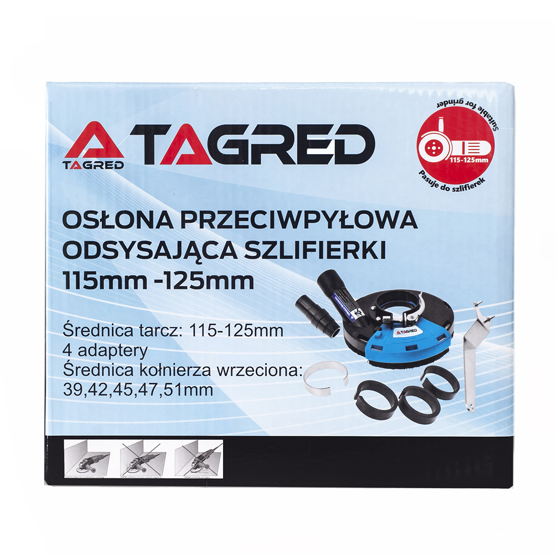 Odsávací kryt s kartáčovým věncem pro úhlovou brusku 115 – 125 mm