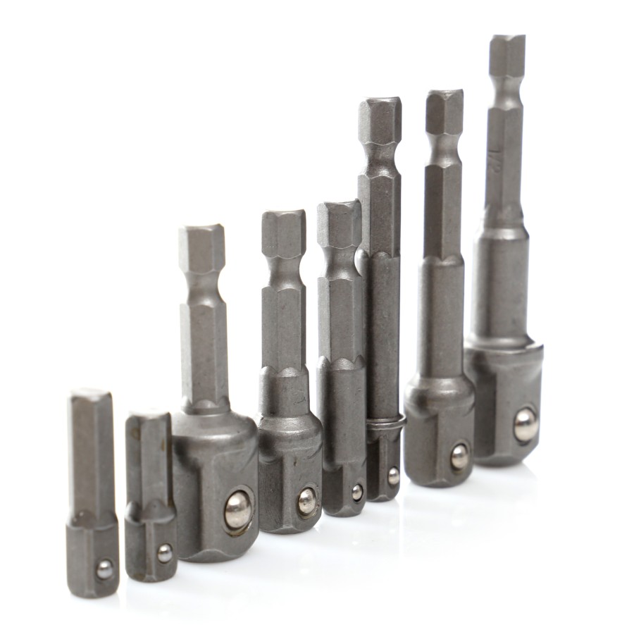 Sada adaptérů a redukcí na nástrčné hlavice 1/4", 3/8" a 1/2", 8 ks