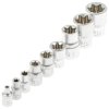 Nástrčné a zástrčné hlavice TORX, 1/4”, 3/8” a 1/2”, sada 60 ks - SATRA
