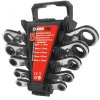 Ráčnové klíče s přepínáním, ploché, 6-22 mm, 5 ks v držáku