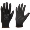 Pracovní rukavice z polyesteru, polomáčené v polyuretanu, černé, velikost 9", pár - SIXTOL