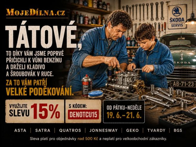 🎁 Den otců je tady! A protože tátové nás naučili první věci v dílně, je čas jim to vrátit. Využijte 15 % slevu na vybrané...